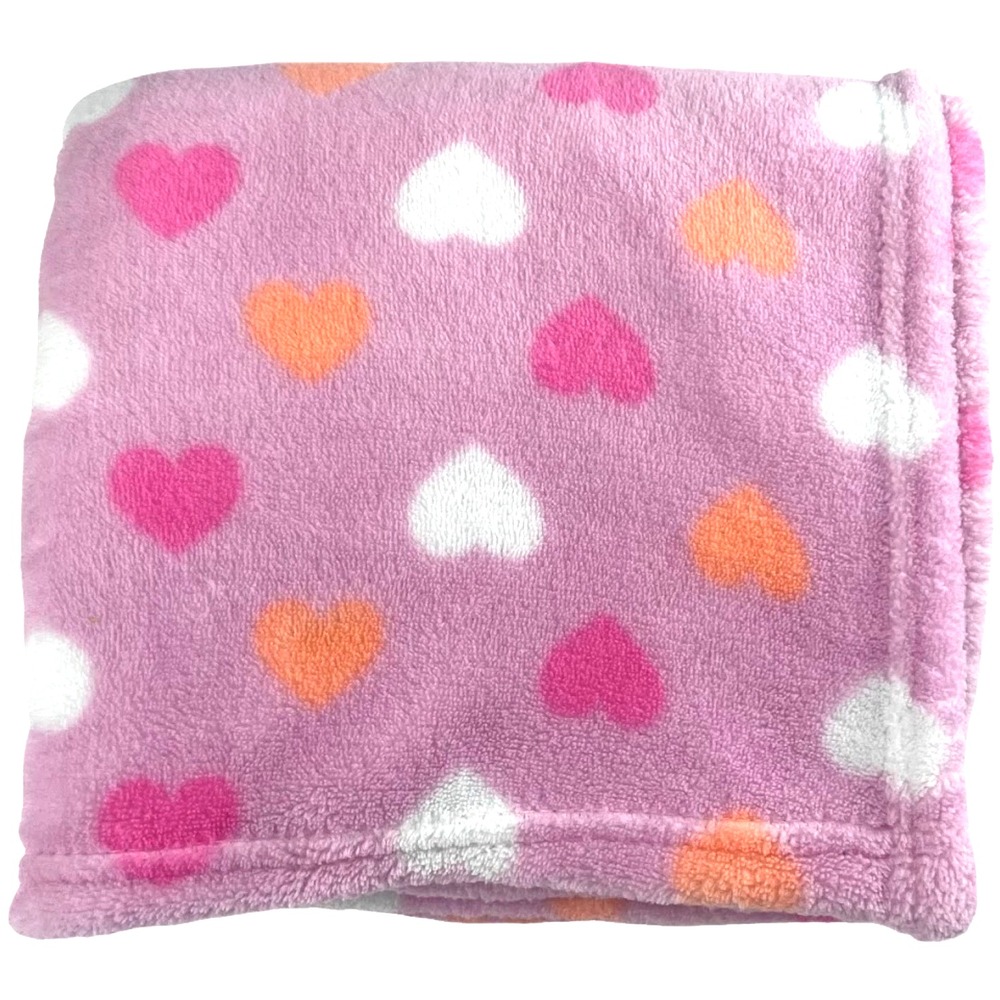 Pink Orange White Heart Baby Girl Blanket Soft Fleece RN 123745 Lovey